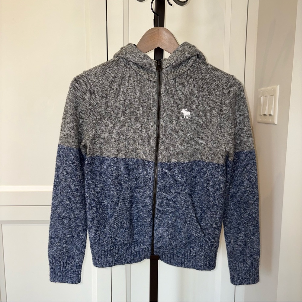 Abercrombie Kids Color Block Full Zip Hoodie Sweater Size 13 14 Large Cozy Knit